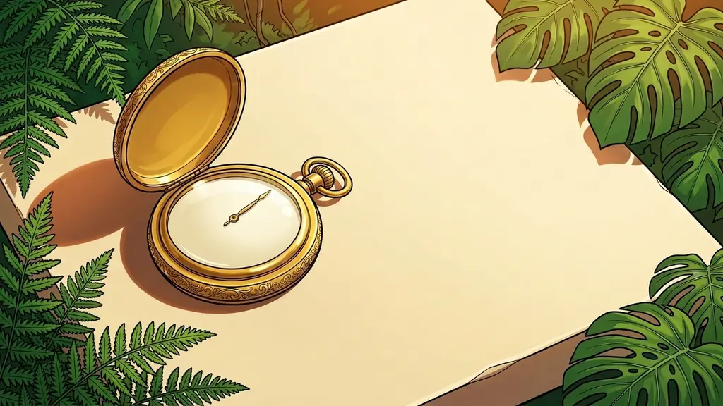 Chronomètre doré arrêté au cadran vierge, son ombre ne couvre qu'un coin de la pierre — ce que la mesure ne dit pas