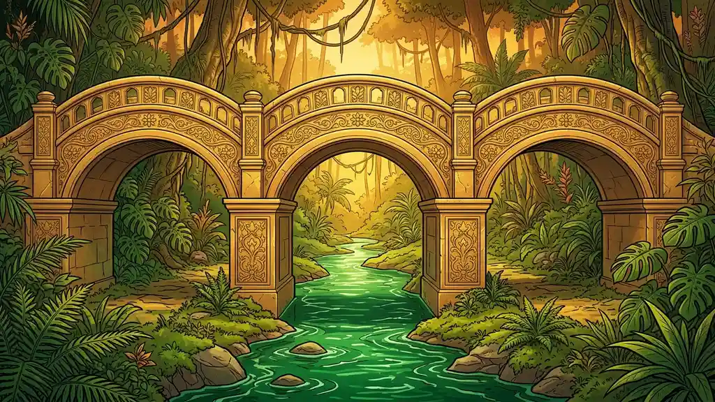 Trois arches dorées de hauteur presque égale sur un même pont — trois configurations, aucune majoritaire