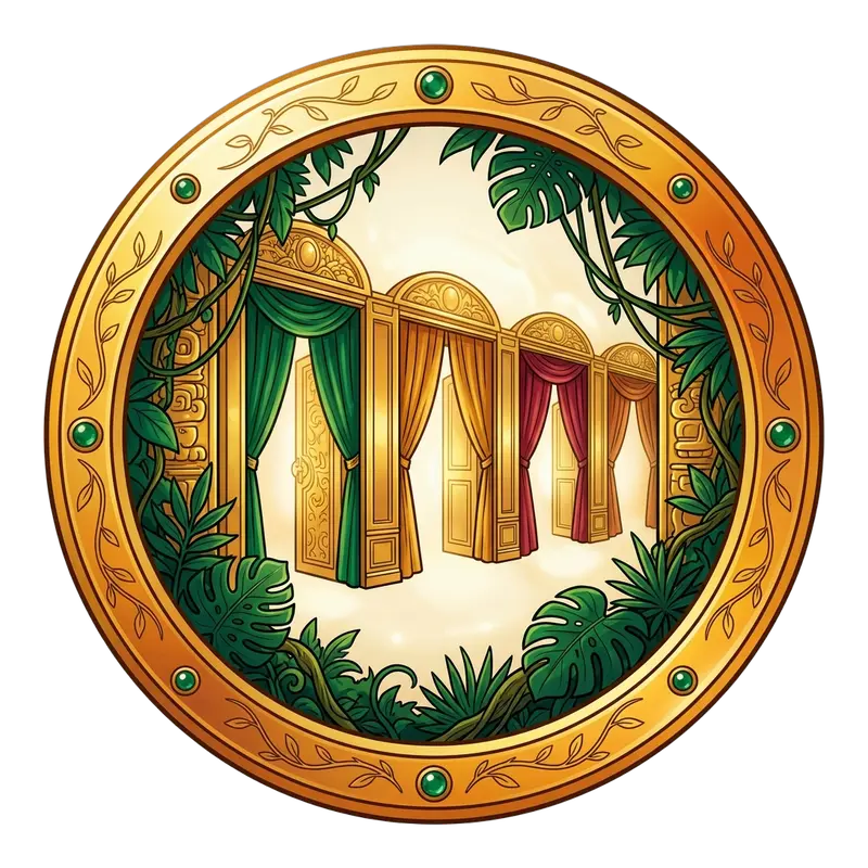 Médaillon doré : une boussole sertie d'émeraudes dans une jungle dorée — top sites porno par genre